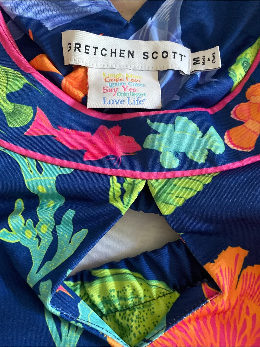 Gretchen Scott Designs Sea Sway Dress - M blue pink green., polyester spandex , - Picture 2 of 5
